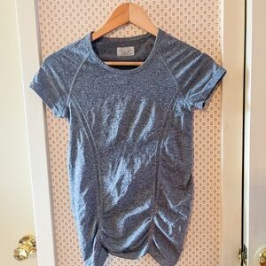 Athleta Heather Gray Ruched Short Sleeve Top XS